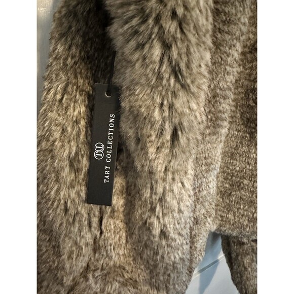 Tart Collections Brown Faux Rabbit Fur Vest Super Soft Open Front Women’s Sz L - Picture 4 of 7